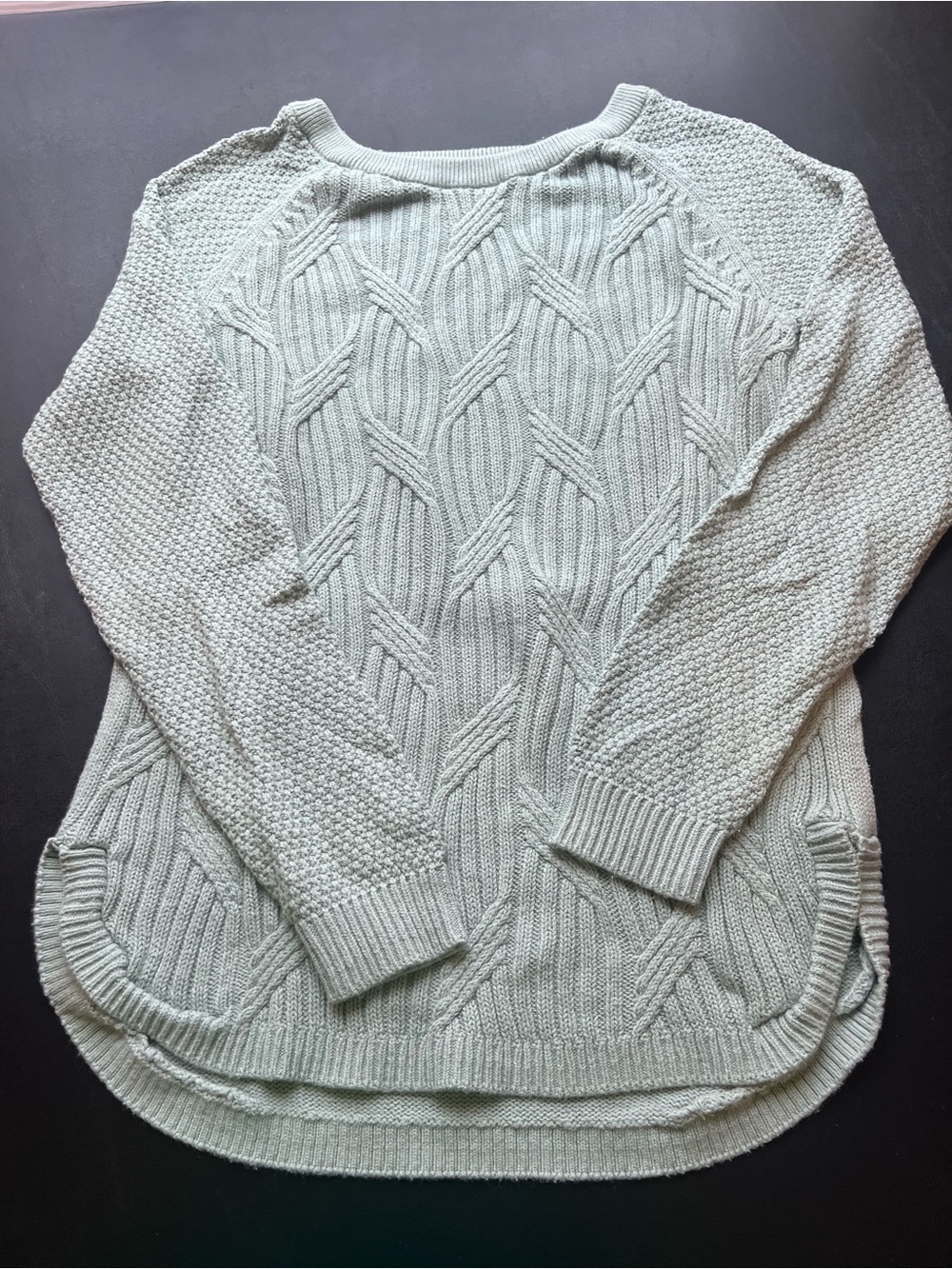 SONOMA Light Mint Cable Knit Crewneck Sweater